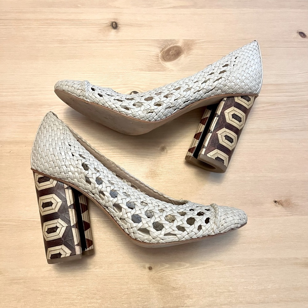 Tory Burch Grove Dulce de Leche Woven Pump- 6